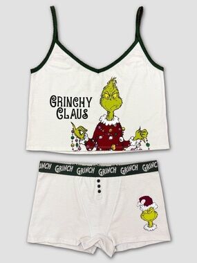 THE GRINCH “GRINCHY CLAUS” CAMI SET - GREEN VARIOUS SIZES (NEW WITH TAGS) A19